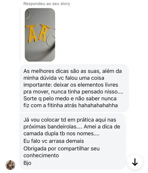 Depoimento real de cliente da Papel Flor recebido no Instagram