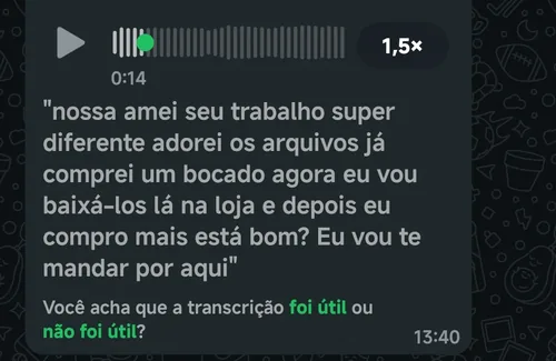 Depoimento real de cliente da Papel Flor recebido no WhatsApp